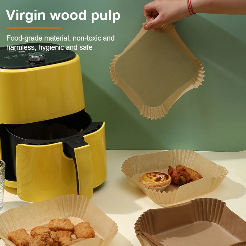 100Pcs Air Fryer Paper Oil Proof Isolation Paper Tray Disposable Non 100Pcs Air Fryer Paper Oil Proof Isolation Paper Tray Disposable Non